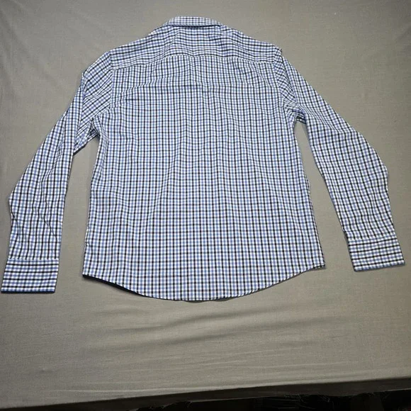 Blue White Gingham UNTUCKit Long Sleeve Button Down Shirt Mens Large Slim Fit - Picture 4 of 10